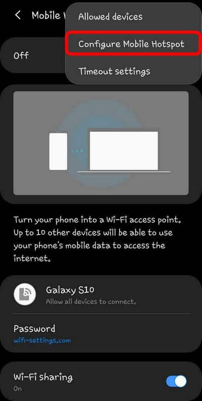 Configurer le point d'accès mobile sur samsung galaxy s20