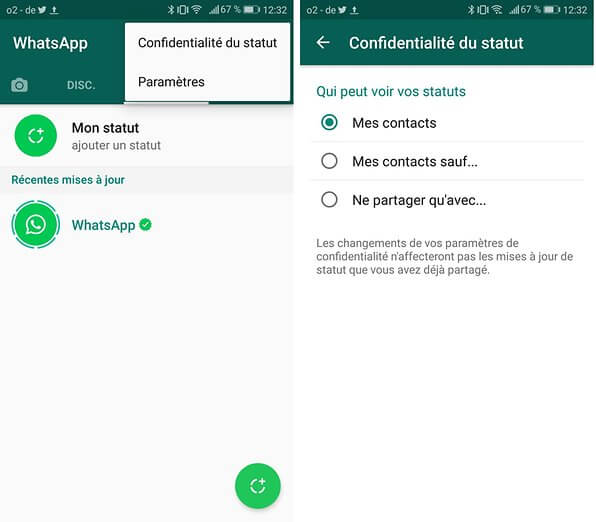 Comment contrôler qui peut voir ses statuts WhatsApp