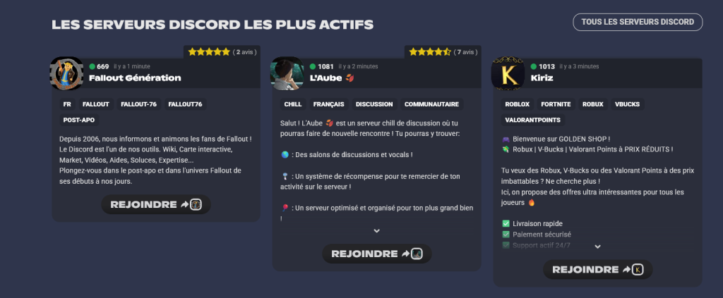 Comment fonctionne la recherche de serveurs sur Disboard