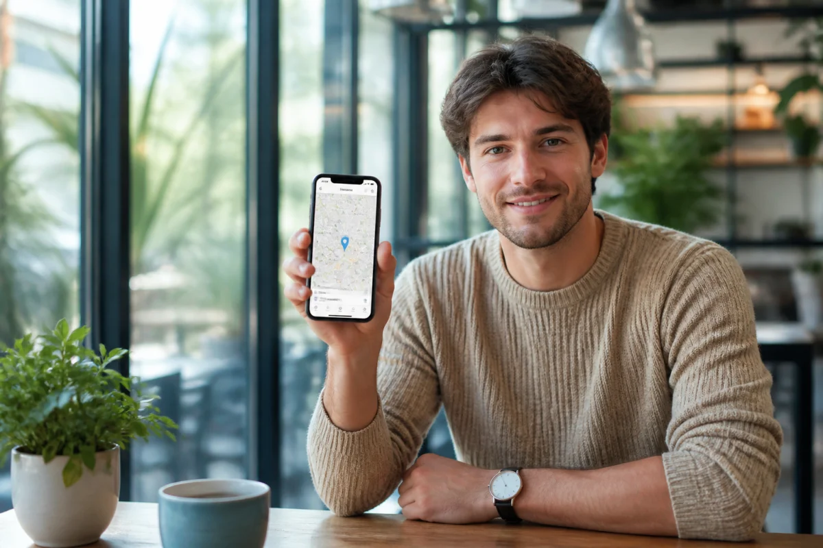 Jeune personne consultant une carte de géolocalisation sur son smartphone pour apprendre comment suivre un téléphone à distance.