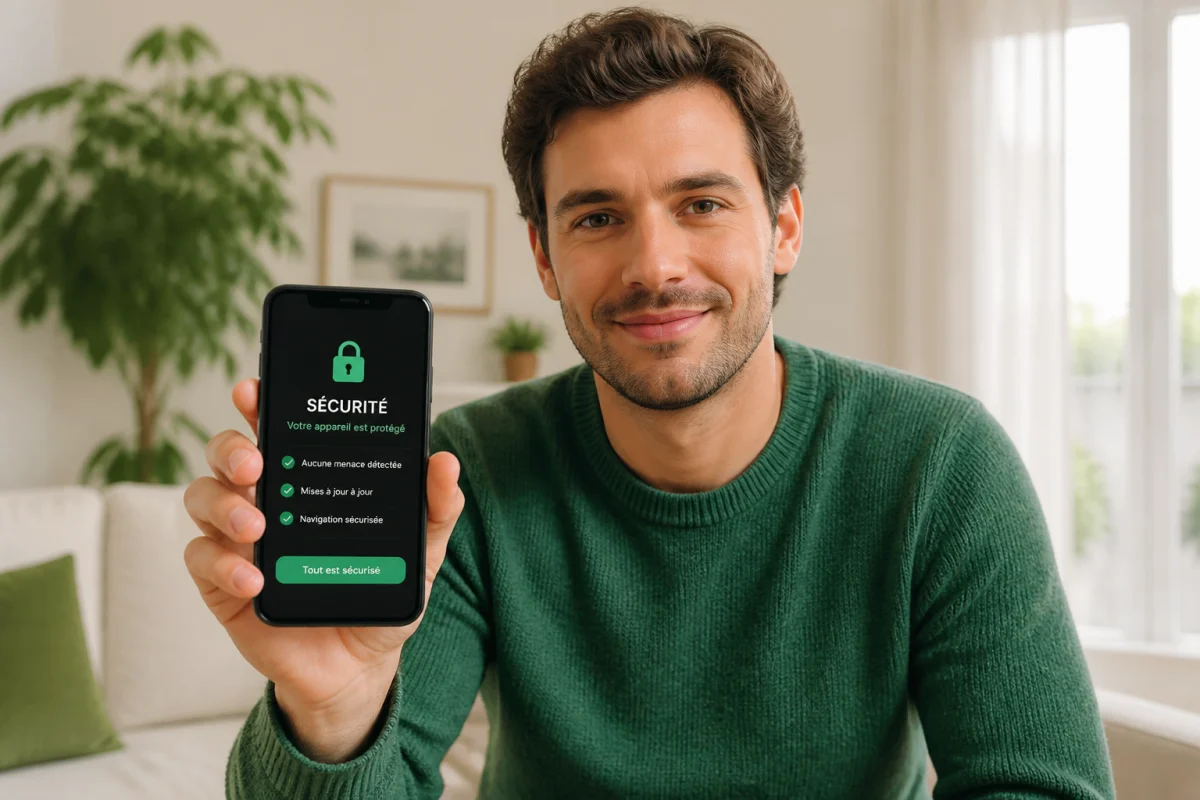 Personne sereine utilisant un smartphone pour savoir comment bloquer un téléphone à distance en toute sécurité.